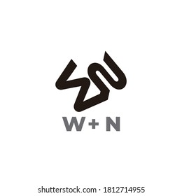 abstract letter wn simple linked geometric line emblem logo vector