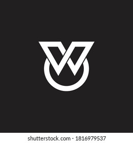 abstract letter wo simple geometric overlapping line logo vector