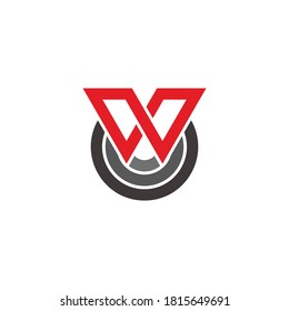 abstract letter wo stripes geometric line logo vector