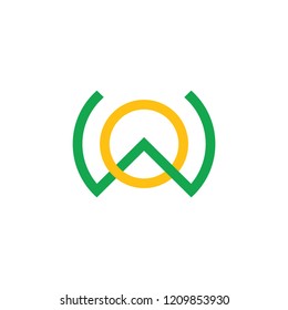 abstract letter wo sun mountain logo vector 