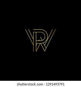 Abstract letter WP PW. Minimal logo design template. Vector letter logo with gold and black color.