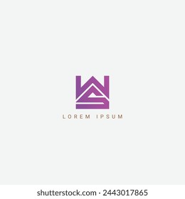 Abstract letter WS SW monogram logo vector template. Initial based minimal flat icon vector.