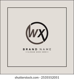 Letra Abstractas WX Logo - Plantilla inicial del monograma para el alfabeto W y X
