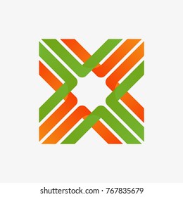 Abstract Letter X Connection logo with curve