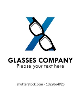 Abstract letter X with glasses vector logo template. Suitable for business, web, corporate, brand, Outline, market brand and art logotype. 