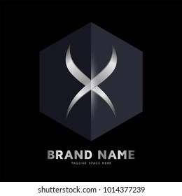 Abstract Letter X Hexagon Logo Design with Dark Background. Vector Illustrator
