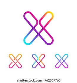 Abstract Letter X Line Monogram Colorful loops logotype, Circle shape, swirl spiral infinity logo symbol, Technology and digital connection