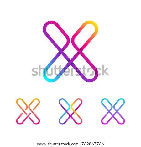 Abstract Letter X Line Monogram Colorful loops logotype, Circle shape, swirl spiral infinity logo symbol, Technology and digital connection