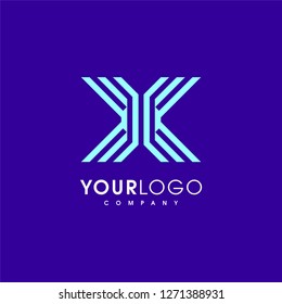 Abstract letter X logo design template. Line creative sign. Universal vector icon. - Vector