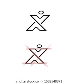 Abstract letter X logo design template. Dynamic vector unusual font.