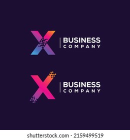 Abstract Letter X Logo design with Pixels Square Shape for Technology and Digital Business Company