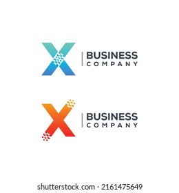Resumen de diseño de logotipo de carta X con forma de puntero en flechas para la compañía de entrega de logística Express