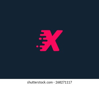 Abstract letter X logo design template.  Dynamic vector unusual font. Universal fast speed fire moving water quick energy drop icon.