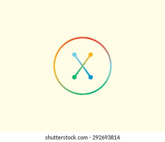 Abstract letter X logo design template. Colorful lined creative sign. Universal vector icon.