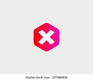 Modèle de création de logo X lettre abstraite. Signe hexagone coloré. Icône vectorielle universelle.
