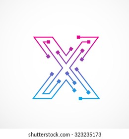 Abstract letter X logo design template,technology,electronics,digital,dot connection cross vector logo icon logotype