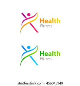 Abstract letter X logo design template with Health Fitness Logo