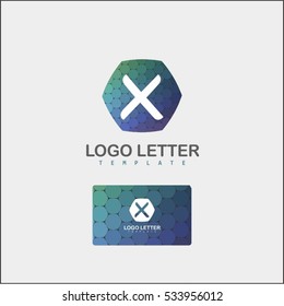 Abstract letter X logo design template. Colorful creative hexagon sign. Universal vector icon.