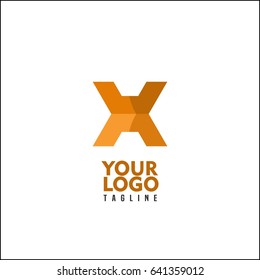 Abstract letter X logo design template. Colorful creative hexagon sign. Universal vector icon. Orange hexagon branding identity