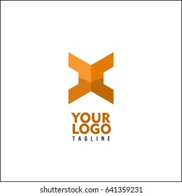 Abstract letter X logo design template. Colorful creative hexagon sign. Universal vector icon. Orange hexagon branding identity