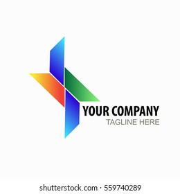 Abstract letter X logo template element blue green orange