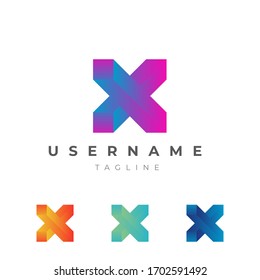 Abstract Letter X Logo Vector Template with Vibraint Color EPS 10. Available with Multiple Color Variation