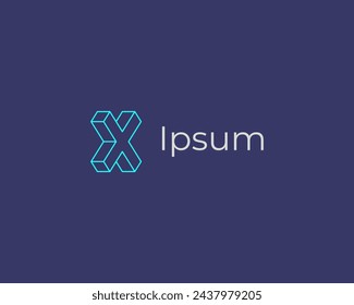 Abstract letter X logotype isometric style. Universal flat vector monogram.