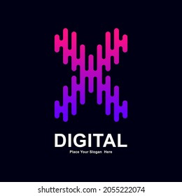 Abstract letter X modern vector logo design font. Suitable for typography technology electronic, geometric technology font and modern futuristic design 