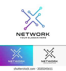 Abstract Letter X Network System Logo