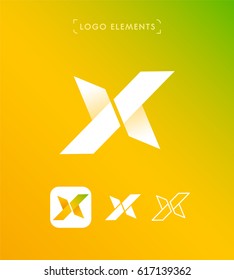 Abstract letter X origami style logo template. Extreme sports sign