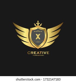 Abstract letter X shield logo design template. Premium nominal monogram business sign.	
