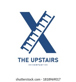 Abstract letter X with stair vector logo template. Suitable for business, web, corporate, building and art logotype. Also, use for growth and step symbol