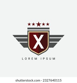 Resumen Letra X ala y concepto king Vector de diseño de plantillas de logotipo