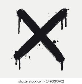 Abstract letter X.Grunge x sign with splats.