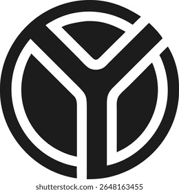 Abstract letter y inside a circle modern minimalist logo design vector