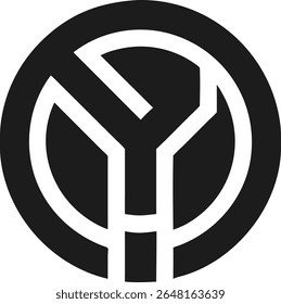 Abstract letter y inside a circle logo design for modern branding