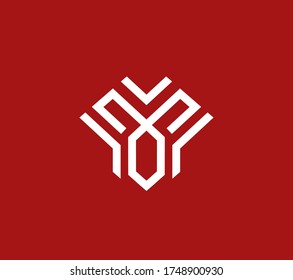 Abstract letter Y logo design vector in outline style. Technology sign design editable template. 