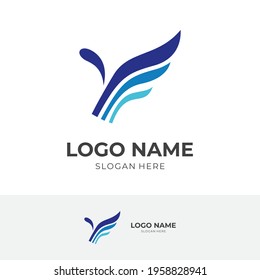 abstract letter Y logo design template concept vector with flat blue color style