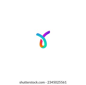 Abstract letter Y logo design. Simple application icon. 3D Colorful Y letter logo.