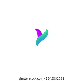 Abstract letter Y logo design. Simple application icon. 3D Colorful Y letter logo.