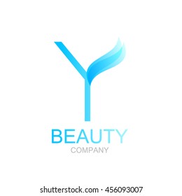 Abstract letter Y logo design template with beauty spa salons yoga