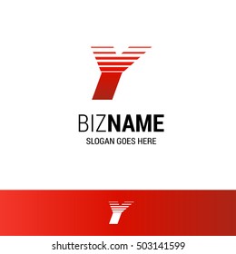 Abstract letter Y logo design template. Red vector icon.