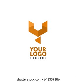 Abstract letter Y logo design template. Colorful creative hexagon sign. Universal vector icon. Orange hexagon branding identity