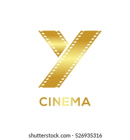 Abstract letter Y logo Gold color for videotape film production