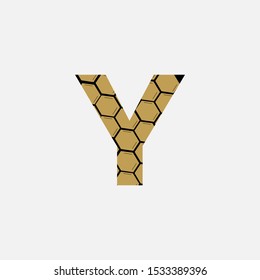 Abstract Letter Y logo icon vector design concept with polygon soft gold color.
