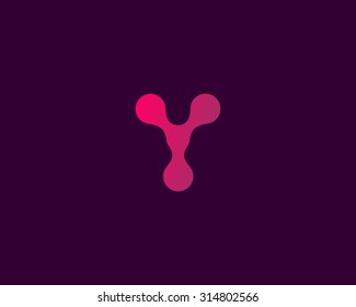 Abstract letter Y logo icon vector design. Universal colorful biotechnology molecule atom dna chip symbol. Medicine, science, technology, laboratory, electronics logotype.