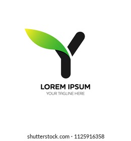 Abstract letter Y logo vector design. Icon eco character and leaf concept template.