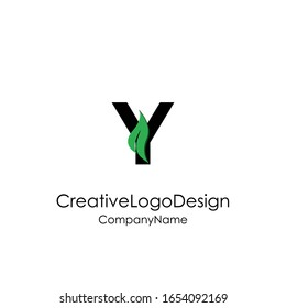 Abstract letter Y logo vector design. Icon eco character and leaf concept template