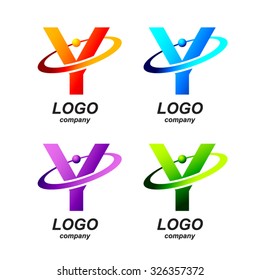 Abstract letter Y round ring shape business logo design template.circle ring logo,gold impossible font,symbol,alphabet,corporate identity symbol concept