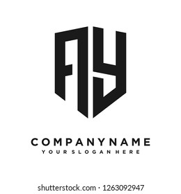 Abstract letter A Y shield logo design template